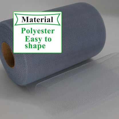 Dusty Blue Tulle Fabric Rolls 6 Inch by 100 Yards (300 feet) Fabric Spool Tulle Ribbon for DIY Tutu Bow Baby Shower Birthday Party Wedding Decorations Christmas Craft Supplies
