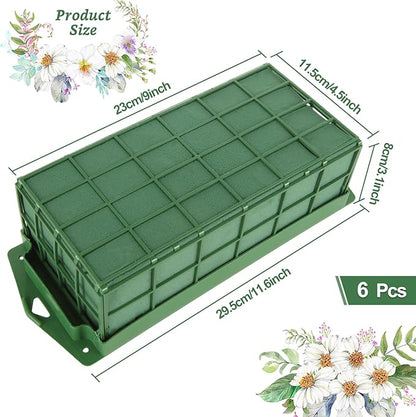 6 Pcs Floral Foam Cage, 11.8" x 4.5" x 3.1" Rectangle Flower Cage Holders with Floral Foam, Floral Arrangement Cage for Artificial Flowers, Fresh Flowers and Home Decoration