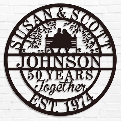 Personalized Christmas Gifts 2025, Custom 50th/40th/60th/70th/30th/1-99 Years Wedding Anniversary Sign Gifts for Couples Parents, Custom Metal Monogram Sign Personalized Family Name Signs