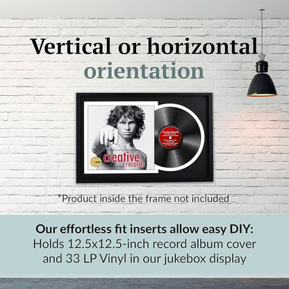 Creative Picture Frames 16" x 24" Jukebox Vinyl Frame Display with Double Black-White Matting, LP Record Album Frame for Wall Decor, Black/White, Pack of 4