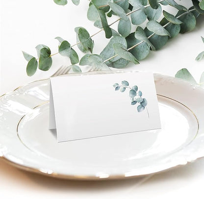 CLEVER SIGNS Place Cards for Wedding or Party, Seating Place Cards for Tables, Scored for Easy Folding, Flower Design 100 Pack, 2 x 3.5 Inches