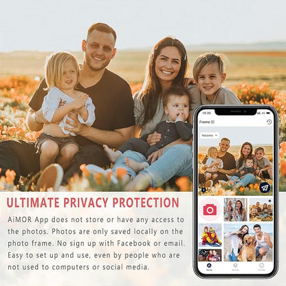 AEEZO Digital Picture Frame 10.1 Inch 1280x800 IPS Touch Screen WiFi Smart Digital Photo Frame with 16GB Storage, Auto-Rotate Easy Setup to Share Photos or Videos via AiMOR APP, Wall Mountable White