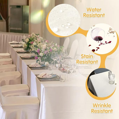 BRILLMAX 10 Pack Ivory Tablecloths 70 x 120 Inch for 6ft or 8ft Rectangle Tables - Rectangular Bulk Linen Polyester Fabric Washable Cloth Cover for Wedding Reception Banquet Birthday Party