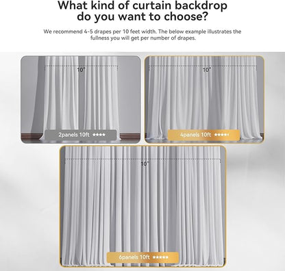 Ledido 10×8ft Tulle Backdrop Curtains with Lights String - 300LED Fairy Lights Sheer Curtain Backdrop for Weddings Baby Shower and Birthday Party Decorations(2 Panels 5×8ft)