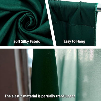 10 x 10 Feet Dark Green Backdrop Curtain for Partie, Background Curtains for Photoshoot, Birthday, Wedding, Halloween, Thanksgiving, Christmas Day, New Year Party Decorations 5Ft x 10Ft, 2 Panels
