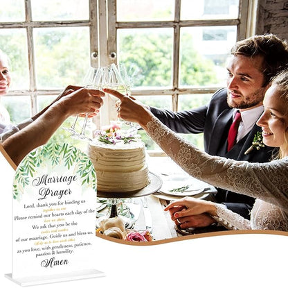 Marriage Prayer Sign, Wedding Engagement Bridal Shower Christian Religious Decor for Reception Ceremony Anniversary Party, Weddings White Acrylic Sign