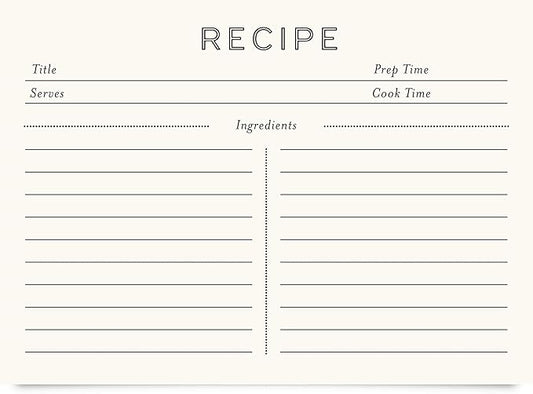 Jot & Mark Recipe Cards 5x7 Inches Blank Double Sided, 50 Count (Modern Minimal) - Menu Cards