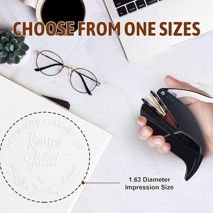 Book Embosser Personalized - Custom Library Embosser Stamp Gifts for Book Lovers, Readers, Teachers (Floral-06)