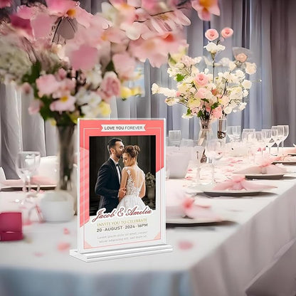Acrylic Sign Holder 4x6 - 16 Pack Clear Display Stand Vertical Picture Holders for Tables, Double Sided T Shape Flyer Holder Plastic Picture Frame Sign Holder for Store,Restaurants,Hotels,Office