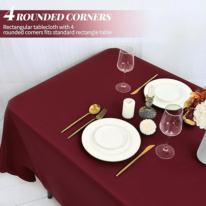 12 Pack 60 x 126 Inch Rectangle Tablecloth Burgundy Polyester Tablecloth for 8 Ft Rectangle Tables, Washable Fabric Table Cloth for Wedding Dining Table Buffet Parties Camping