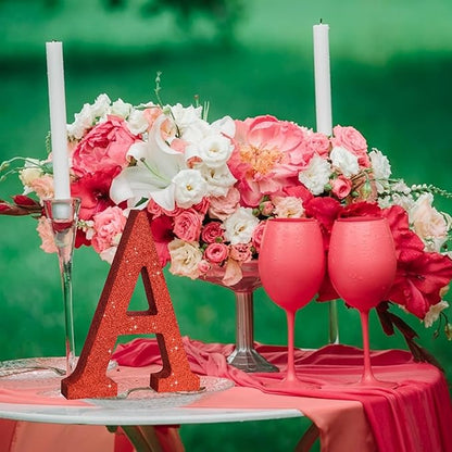 TONIFUL 8 Inch Red Glitter Letter A Table Centerpiece A-Z Red Birthday Party Decorations,Red Alphabet A for Birthday,Chrismas,Graduation,Bridal Shower,Wedding,Anniversary Party Supplies