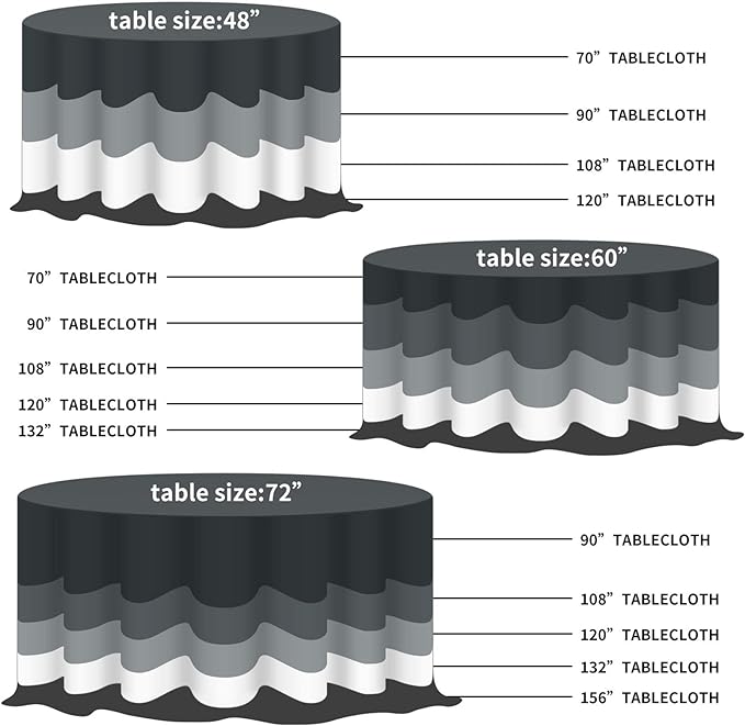 90 inch Round Tablecloth Washable Polyester Table Cloth Decorative Table Cover for Wedding Party Dining Banquet（90 inch,Black）