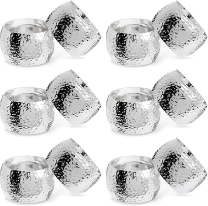 Farmlyn Creek Silver Napkin Rings Set of 12-1.8 in Round Polished Zinc, Bulk Napkin Ring Holders for Cloth & Paper - Table Decor for Weddings & Parties
