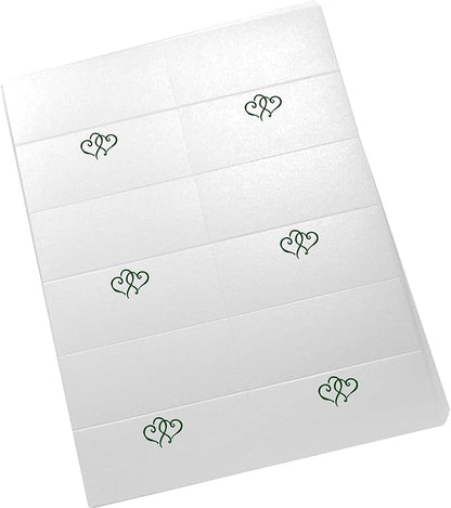 Linked Hearts Printable Place Cards, Hunter Green (Choose Color), Set of 150 (25 Sheets), Laser & Inkjet Printers - Wedding, Party, Dinner, and Special Events - Made in the USA