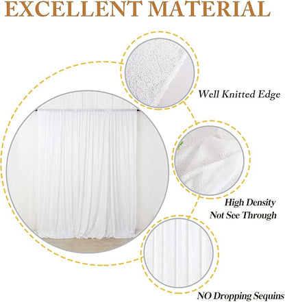 ShinyBeauty Photobooth Background Best Choice-7FTx7FT-White-Sequin Photography Backdrop Curtains for Wedding