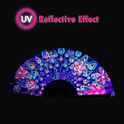 Boots on The Ground Fan, Large Folding Hand Fan for Women and Men, Popping Fans for Line Dancing for Raves, EDM, Dance Party, and Home Decoration