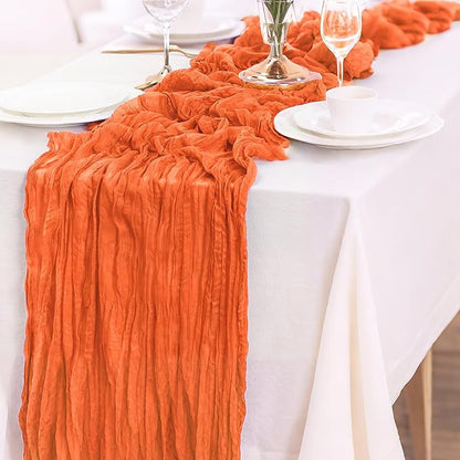 6-Pack Orange Cheesecloth Table Runners – 10FT (35x120 Inch) Boho Rustic Gauze Fabric Cheese Cloth Table Runner for Weddings, Baby Showers, Bridal Shower, Farmhouse & Birthday Party Decor