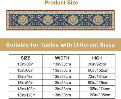 Vintage Boho Floral Table Runner, Elegant Rustic Country Farmhouse Blue Yellow Retro Flower Pattern for Home Kitchen Table Decor Dining Coffee Room Party Decor 13x90in