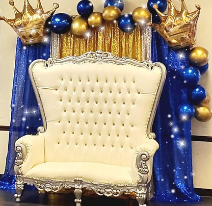 Poise3EHome 4Pcs 2Ft x 8Ft Blue Sequin Backdrop Curtains, Glitter Photography Backdrop, Sequence Xmas Thanksgiving Backdrop (Navy Blue, 4 pcs-2ftx8ft)
