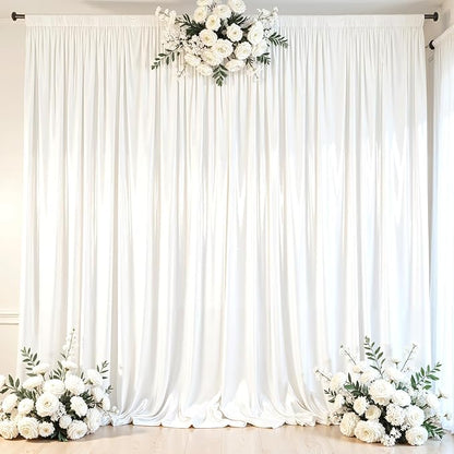 White Glitter Backdrop Curtain for Parties Wedding,10Ft x 10Ft Satin Shimmer Photo Backdrop,Non-Wrinkle Sparkle Drapes for Backdrops,Back Drop for Photography, Birthdays,Weddings,Prom