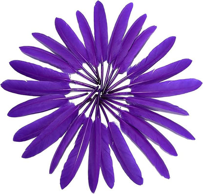 FeelfunFeather 120pcs Purple Goose Cochettes Feather Natural Bulk 4-6 inch 10-15cm for Wedding Party Christmas Halloween Decorations DIY Crafts Goose Cochettes Feather