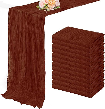 12 Pack Terracotta Cheesecloth Table Runner 10FT Boho Rustic Cheese Cloth Table Runner for Wedding 20 x 120 Inch Long Bridal Shower Baby Shower Gauze Fabric Sheer Birthday Party Table Decorations