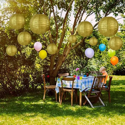 BEISHIDA 12-Inch Gold Paper Lanterns Decorative Chinese/Japanese Hanging Round Paper Lanterns Lamp for Birthday, New Years,Wedding,Christmas, Baby Bridal Shower, Home Decor, Party Decoration (6 Packs)