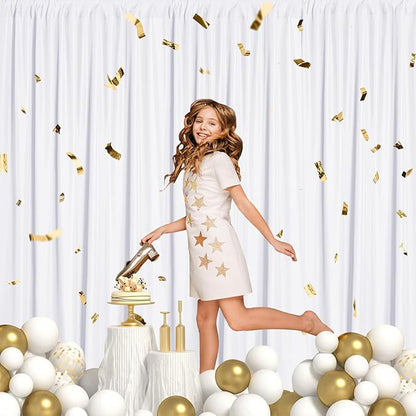Sugargirl 10x10FT White Backdrop Curtains Polyester Photo Backdrop Drapes Curtains 2 Panels with Rod Pockets for Party Birthday Wedding Photography Home Decoration