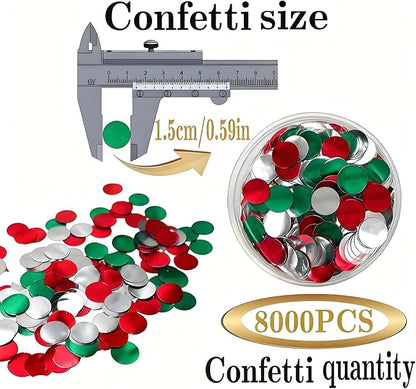 Red White and Green Round Foil Metallic Confetti for Fill Balloons, Wedding, Birthday, Christmas Party, Festival Decoration(8000PCS)