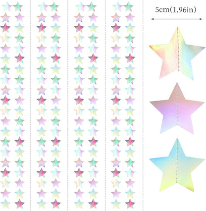 Iridescent Disco-Holographic Party-Decorations Christmas Garland - 62ft Twinkle Little Star Streamers Hanging Banner,Wedding Birthday Bachelorette Baby Bridal Shower Decor Hugtmr