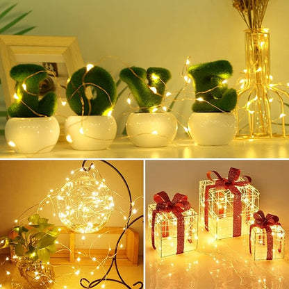 kolpop 30 Pack LED Fairy Lights Battery Operated, 7FT 20 LED Mini Twinkle String Lights Battery Powered Waterproof for Christmas Mason Jars Party (Warm White)