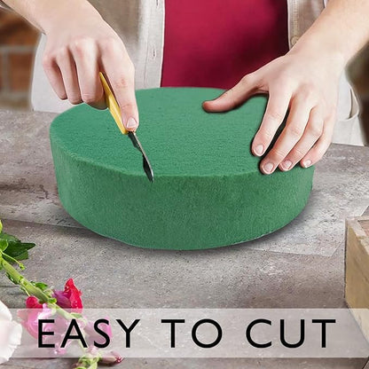 Prashent 4 Pcs Round Floral Foam Blocks,Green Wet Dry Flower Foam Plant Foam for Fresh & Artificial Flower Arrangements DIY Craft 6.3" X 1.6"