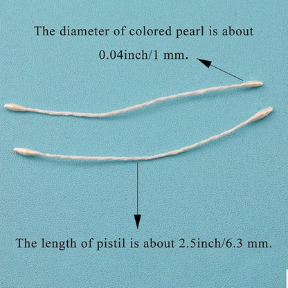 HAHIYO 1000Pcs 1mm White Pearl Double Head Flower Pistil for Flower Making Scrapbook Decoration - Mini Handmade Artificial Pistil Pearlized Floral Stamen Pollen