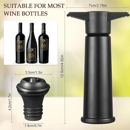 18 Pieces Wine Saver Pump with Vacuum Reusable Preserver Practical Wine Keeper Bottle Sealer Keep Fresh for Kitchen Office Home Adult Party Favor Supplies(Black)