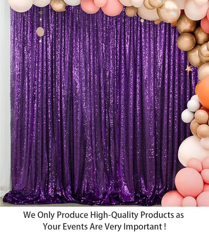 ShinyBeauty Purple Sequin Backdrop 10FTx10FT for Wedding - Shimmer Curtain for Birthday, Glitter Wall Background