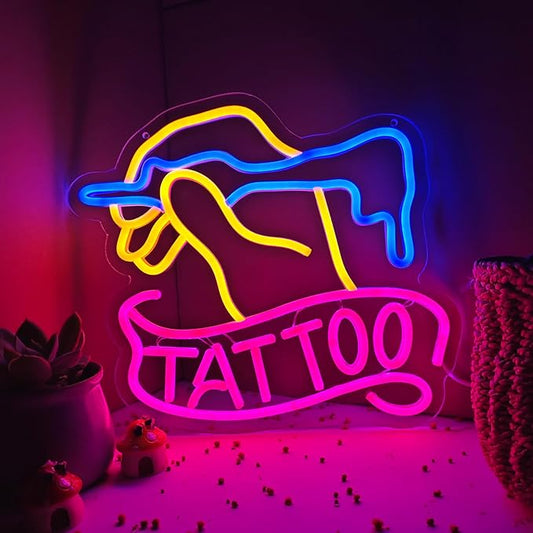 TATTOO Neon Sign Led Wall Window Decor Man Cave Neon Light Up Signs Wall Art for Tattoo Shop Studio USB Powered 13.3"x12.7"