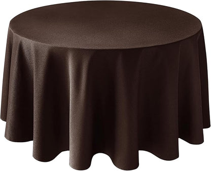 Biscaynebay Textured Fabric Round Tablecloths 108", Brown Water Resistant Table Cloth Circle Folding Table Covers Linen for Dining, Kitchen, Wedding, Parties etc. Machine Washable