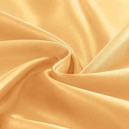 KKJIAF 1 Pack Round Table Cloths 90 Inch, Gold Overlay Round Satin Table Cover, Silky Satin Dining Tablecloths for Wedding Buffet Parties Banquet Decoration
