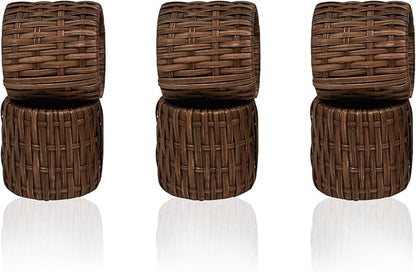 Woven Napkin Rings Set of 12, Handmade Cane Fall Napkin Rings Holders, Natural Napkin Buckles Holder Bulk for Farmhouse Wedding Thanksgiving Xmas Easter Table Décor (Brown) - CLEENTABLE
