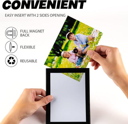 Magnetic Picture Frames with Black Border(4"X6",10 Pack),Magnet Photo Frame Pockets/Postcard Holder,Decorations for home/office/school/Classroom/party