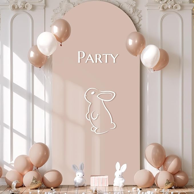 6.6FT Nude Arch Backdrop Cover - Polyester Fitted Wedding Arch Stand Covers Round Top Chiara Arch Backdrop Cover for Birthday Party Banquet Photo Background Decoration