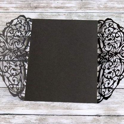 STOBOK Halloween Party Invitations - 10pcs Laser Cut Invitation Cards with Envelopes and Bowknots - Black Hollow Card Kits for Horror Party Supplies Weddings Baby Showers Event Celebrations 7.1x4.9in
