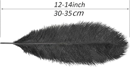 YAKRUNA 30 Pieces 12-14 Inches Black Ostrich Feathers Bulk for Centerpieces, Large Natural Plumes for Vase Home Decorations & Birthday Wedding Great Gatsby Party (30-35cm, Black)