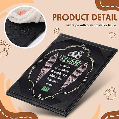 Gerrii Leatherette Table Tents Black PU Leather Menu Covers Bulk Double Sided Frame Sign Holders 2 Side Drink Dessert Menu Folders for Restaurant Coffee Cafe Bar Wedding Supplies(12 Pack,5 x 7 Inch)