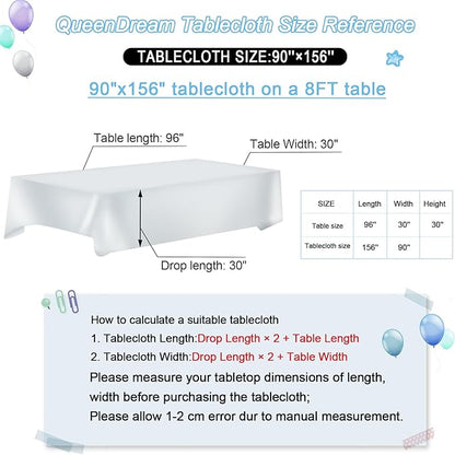 QueenDream Tablecloth 90x156 Rectangle Sequin Tablecloth Silver Wedding Table Linens Glitter Birthday Bridal Party Indoor Outdoor Decorations