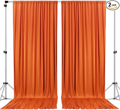 AK TRADING CO. 10 feet Wide x 12 feet Long Polyester Backdrop Drapes Curtains Panels with Rod Pockets - Wedding Ceremony Party Home Window Decorations - (Orange)