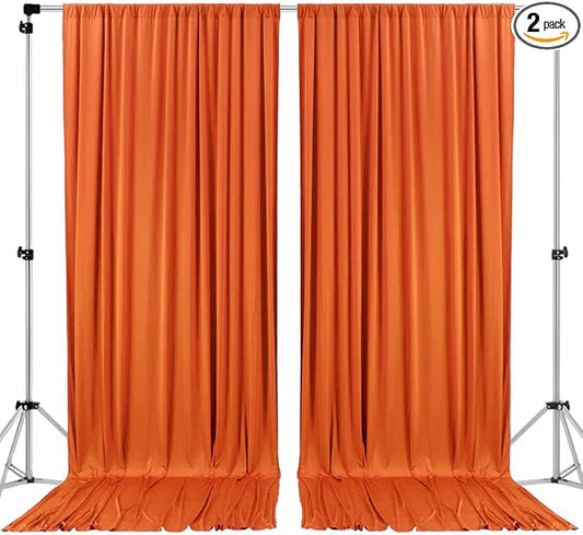 AK TRADING CO. 10 feet Wide x 12 feet Long Polyester Backdrop Drapes Curtains Panels with Rod Pockets - Wedding Ceremony Party Home Window Decorations - (Orange)