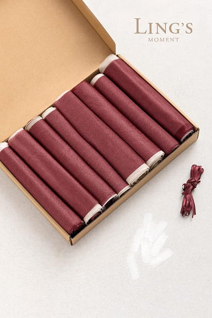 Ling's moment Wedding Chair Sashes Cover Aisle Decorations Draping Fabric Wrinkle-Free with Tie 16 Pcs Burgundy Pink Blush for Party Ceremony Reception Floral Arrangement Banquet Outdoor Decor