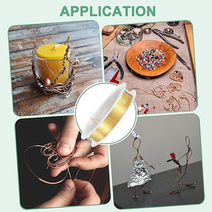 0.6 mm/22 Gauge Copper Wire for Jewelry Making, 13.1FT Copper Beading Craft Wire for Jewelry/Weaving/DIY Crafting/Planting, Color-Retaining [4M, KC-Gold]
