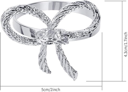 Pack of 6 Napkin Rings Alloy Hollow Out Flower Napkin Holder Dinning Table Napkin Ring for Dinner Parties Wedding Banquet Table Setting Family Gatherings Table Decor（Silver，6）